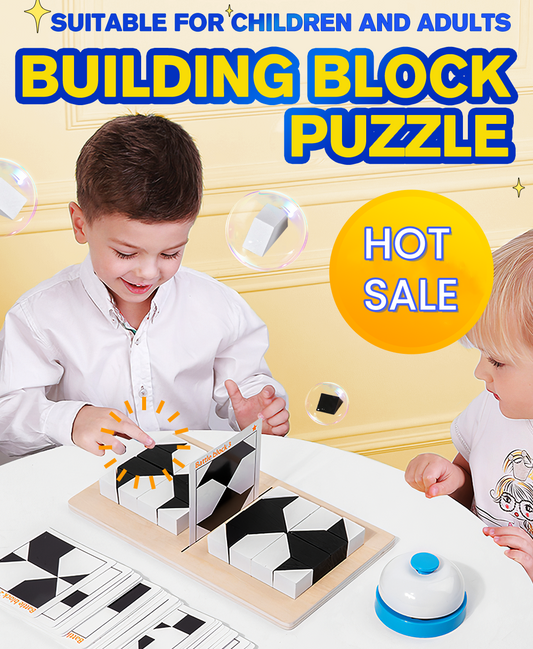 🧩 FEKETE-FEHÉR MONTESSORI PUZZLE | 48 db ECO ABS BLOKK | 3-8 Éves Korosztály | Térbeli Logika Fejlesztő