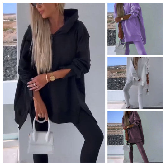 ✨ 2024 ÚJ TERMÉKEK 💖 KAPUCNIS PULÓVER ÉS JOGGER LEGGINGS 2 DARABOS SZETT