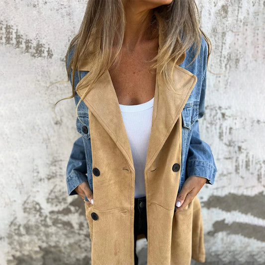 💖🔥Középhosszú trench coat farmerrel Jean varrással