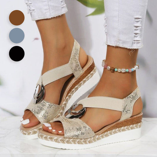 👡 NŐI NYÁRI NYITOTT TALPÚ SZANDÁL FÉM DÍSZÍTÉSSEL