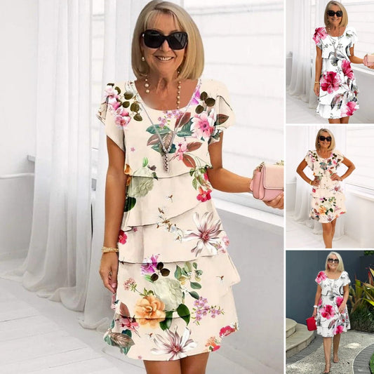 🌸Spring Specials🌸 Multi-plant Floral Print Cascade Dress【S-5XL】