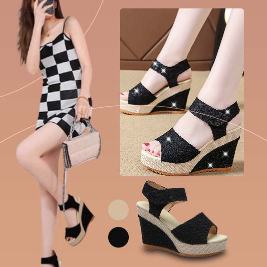 ✨【35-41】Női tépőzáras nyitott orrú magas sarkú szandálok