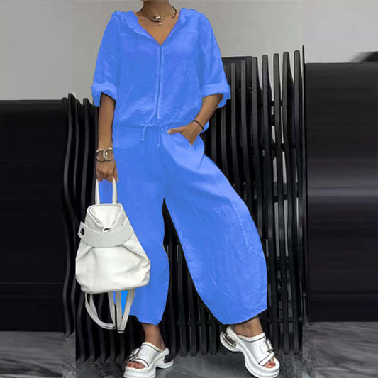 ✨ Női kétrészes szett: felső és nadrág pamutból és vászonból