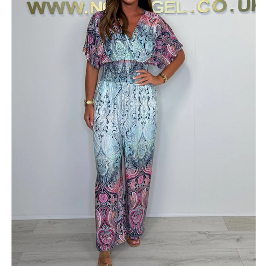 🌷Bohemian Print széles szárú Jumpsuit