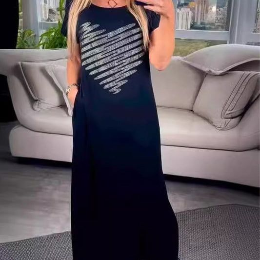 🌸Hosszú pólóruha oldalsó hasítékokkal