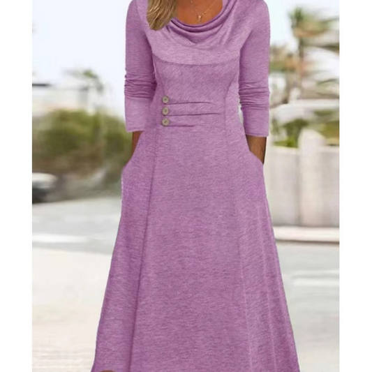 Női alkalmi derék-csuklós egyszínű ruha 🌞