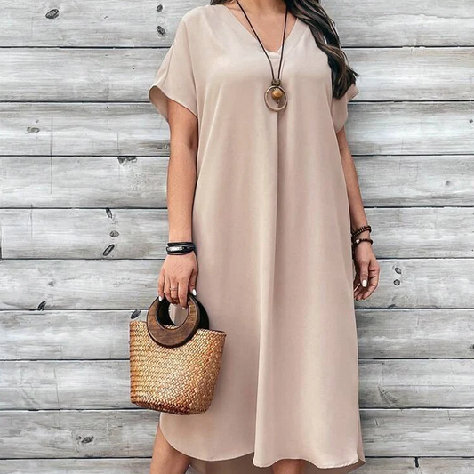 Női laza, V-nyakú ruha🌼