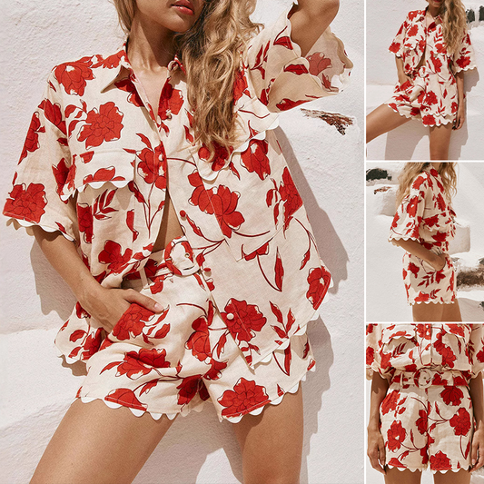 🌺 Vintage virágmintás felső + nadrág szett 💃✨