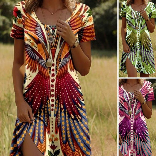 😍 Női virágos rövid ujjú ruha 👗💖