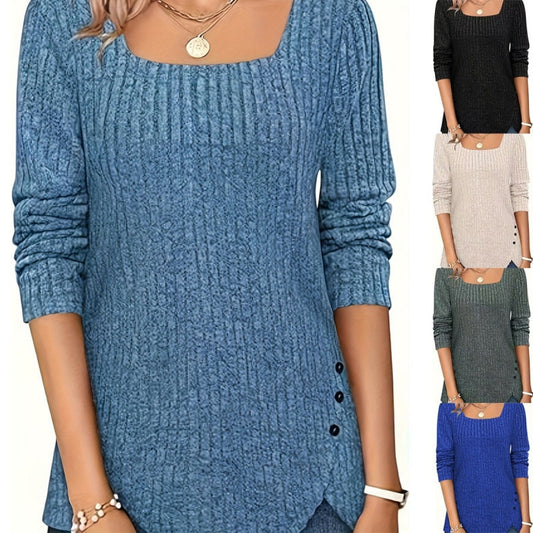 💕 Női kötött pulóver négyzetes kivágással