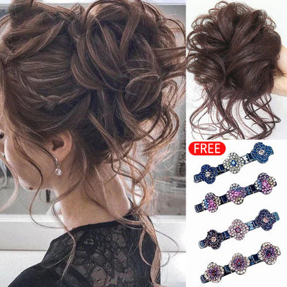💗1+1 INGYEN + AJÁNDÉK! Göndör kontyba való scrunchie hajhosszabbító – rendezetlen fürtökre 💗