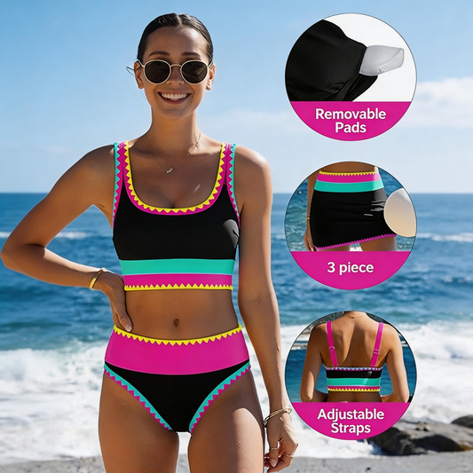 🏖️👙 Ütős színblokkos, patchwork bikini