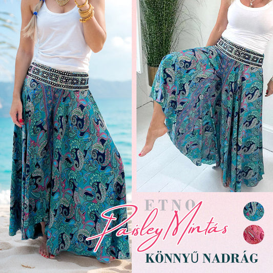 🔥👗Elasztikus derekú nadrág etnikai mintával🌸