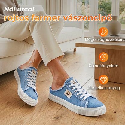 💐Női farmer anyagú slip-on papucs – kényelmes talp és laza stílus 👟☀️