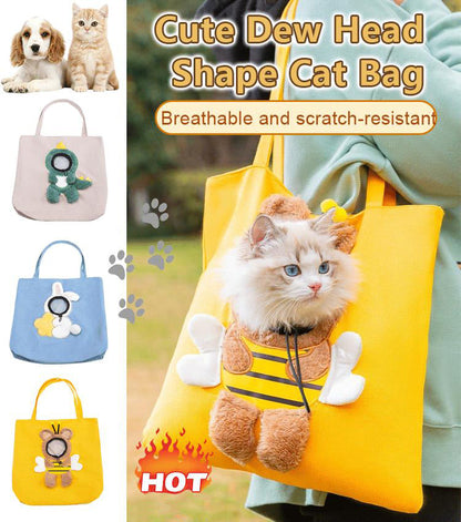 🐈👜Cute Dew Head Shape Cat Bag – Állathordó táska, kényelmes és stílusos utazáshoz