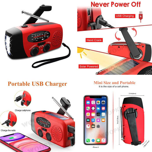 📻Multifunkciós Hordozható Napelemes Vészhelyzeti Rádió🔋⚡