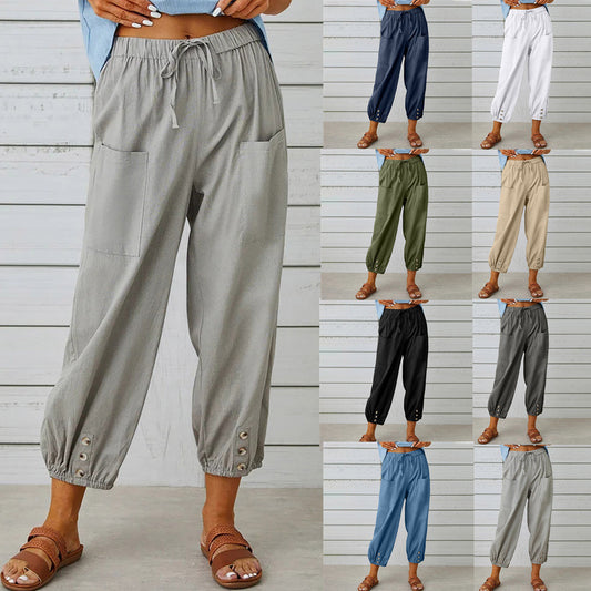 🔥S-5XL]👖Női alkalmi, laza, széles szárú nadrágok
