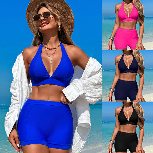 🔥 Új nyári termékek! 🌞 Egyszínű hát nélküli fürdőruha szett 🏖️👙