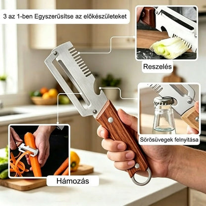 🔪✅  Gyümölcsös standra való hámozó + bornyitó 2 az 1-ben 🍎