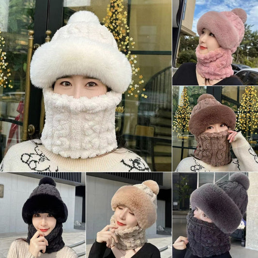 Vásároljon 1et és kapjon 1et ingyen🥰Női téli meleg, szélálló plüss sál sapka