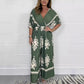Női V-nyakú széles szárú Jumpsuit