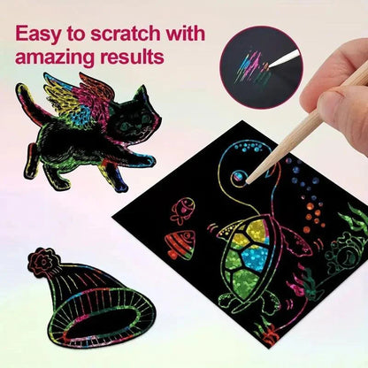 🌈DIY Kreatív szivárvány karcolásos papír művészeti készlet