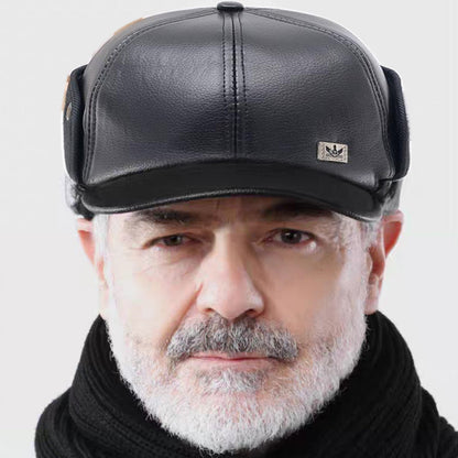 FÉRFI TÉLI MELEG PU BASEBALL SAPKA FÜLVÉDŐKKEL