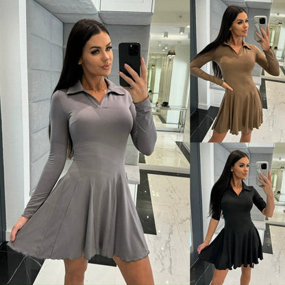 🌸 NŐI HOSSZÚ UJJÚ RUHÁK KIVÁGOTT SZEGÉLLYEL【S-2XL】
