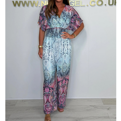 🌷Bohemian Print széles szárú Jumpsuit