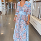 【S-4XL】🌺Női elegáns virágos virágos húzózsinór hosszú ruha