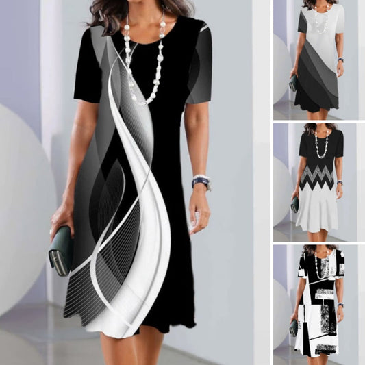 💃Női alkalmi ruhák 3D nyomtatással és kerek nyakkivágással