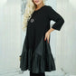 【S-4XL】👗Női kerek nyakú ruha rakott szegéllyel