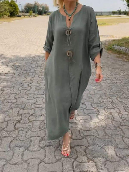 【M-4XL】Női pamut lenvászon bő hosszú szoknya