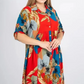 ⏳Nyári kiárusítás: 40%-os kedvezmény🔥【2XL-4XL】🌺Női laza hajtókás nyomtatott gomb-down hosszú ruha👗