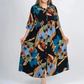 ⏳Nyári kiárusítás: 40%-os kedvezmény🔥【2XL-4XL】🌺Női laza hajtókás nyomtatott gomb-down hosszú ruha👗