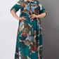 ⏳Nyári kiárusítás: 40%-os kedvezmény🔥【2XL-4XL】🌺Női laza hajtókás nyomtatott gomb-down hosszú ruha👗