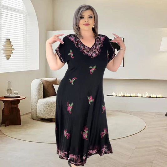 🔥Nagy akció: 31% kedvezmény✨V-nyakkivágású áramló midi ruha