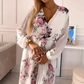 👗✨ Női Fehér Virágos V-nyakú Ruha Övvel 🌸