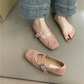 🎀Elegant Women's Square-Toe Flat Mary Janes Shoes with Buckle & Bow Detail