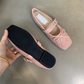 🎀Elegant Women's Square-Toe Flat Mary Janes Shoes with Buckle & Bow Detail