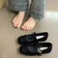 🎀Elegant Women's Square-Toe Flat Mary Janes Shoes with Buckle & Bow Detail