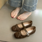 🎀Elegant Women's Square-Toe Flat Mary Janes Shoes with Buckle & Bow Detail