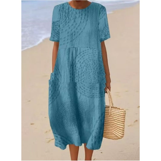 🔥Μεγάλη Έκπτωση 36%！✨Női alkalmi laza laza midi ruha