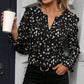 Women's Trendy Print V-Neck Long Sleeve Blouse