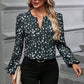 Women's Trendy Print V-Neck Long Sleeve Blouse