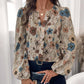 Women's Trendy Print V-Neck Long Sleeve Blouse