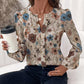 Women's Trendy Print V-Neck Long Sleeve Blouse