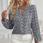 Women's Trendy Print V-Neck Long Sleeve Blouse