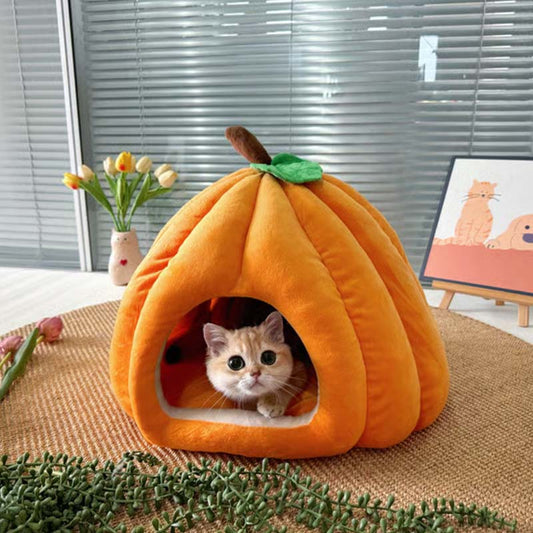🐱🐶Meleg és kényelmes, félig zárt kisállatágy