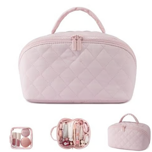 💗Nagy kapacitású hordozható sminktáska fogantyúval